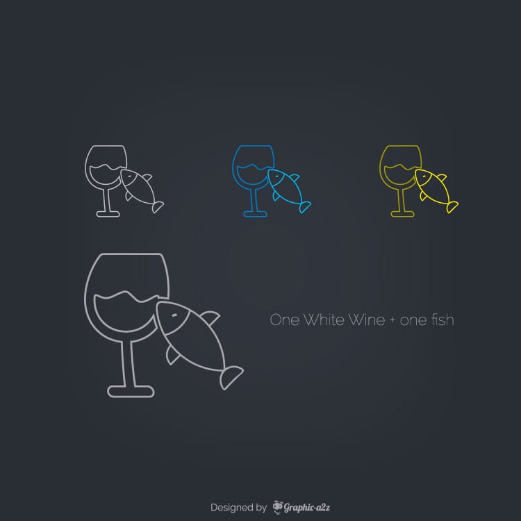 One White Wine with one fish free vector