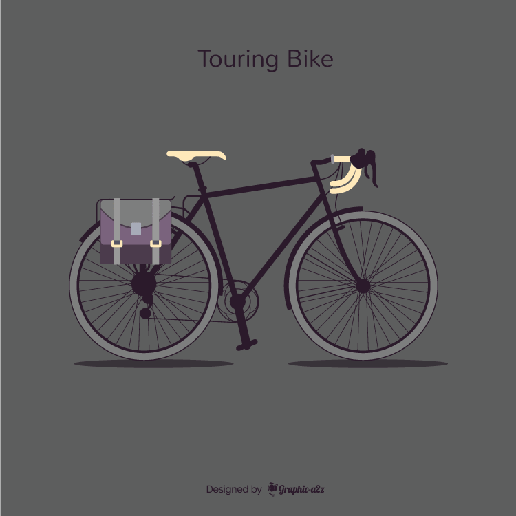 Lineal Color touring bike with side bag vector design