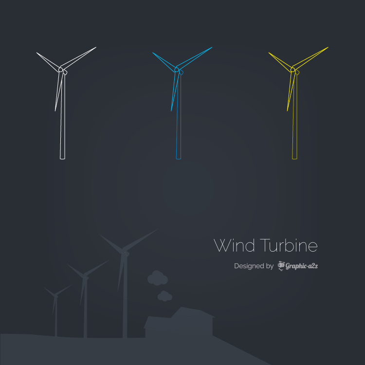 Wind turbine lineal color vector design