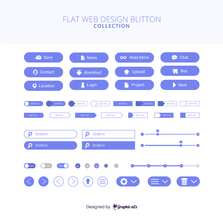 Modern web design free vector button collection on graphica2z