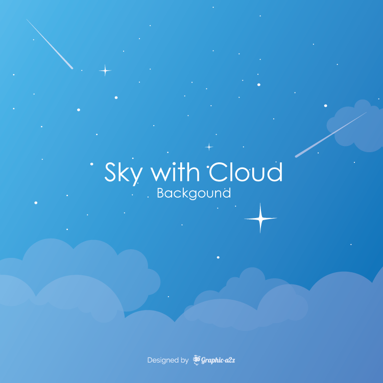 Cloudy sky background in flat style on Graphic a2z