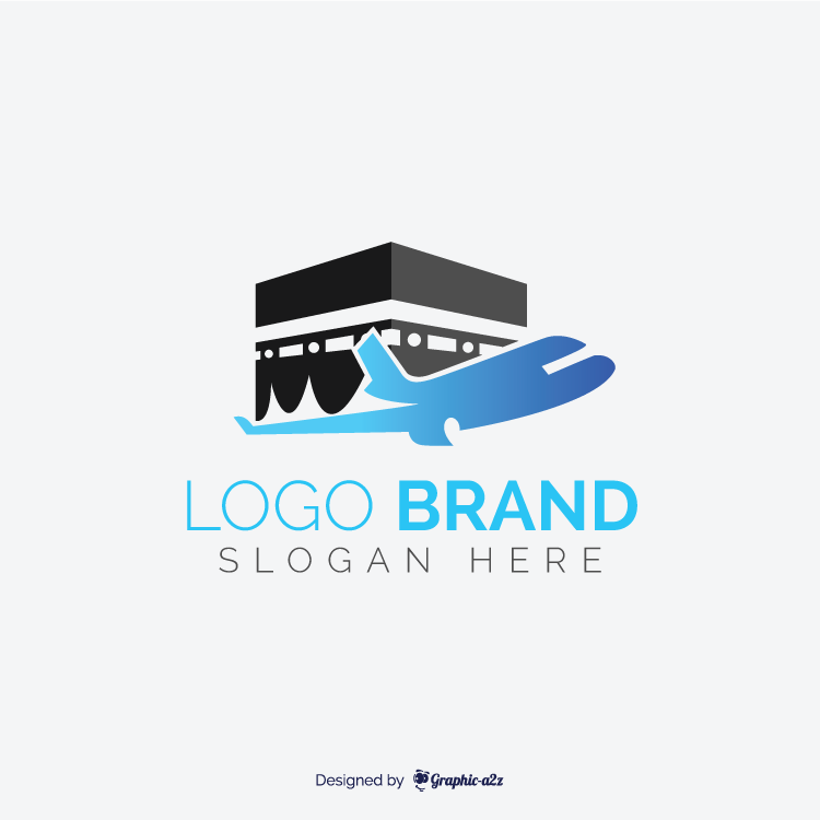 Hajj travel agency vector logo design and kaaba
