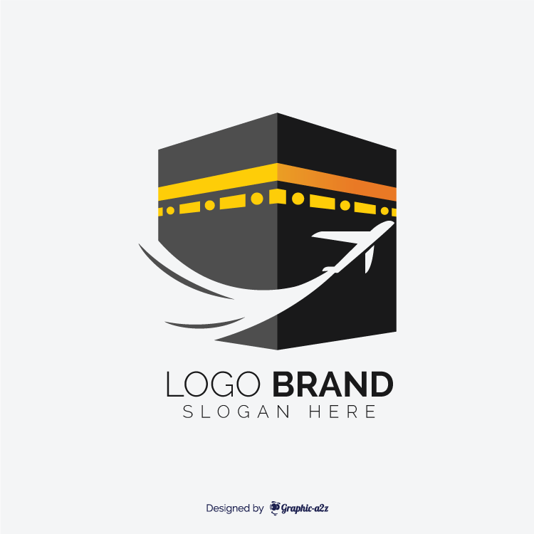 Hajj travel agency vector logo design with kaaba