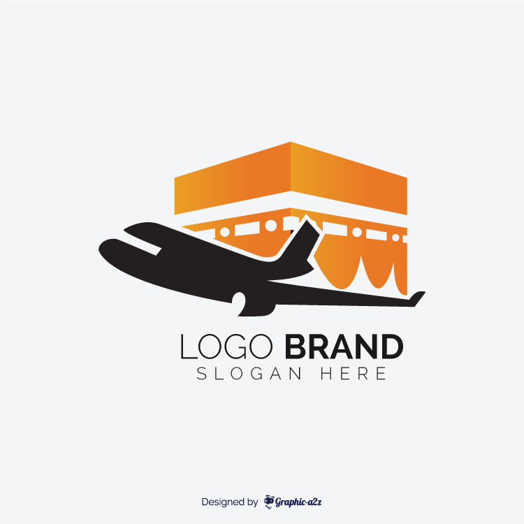 Hajj travel agency vector logo design and kaaba