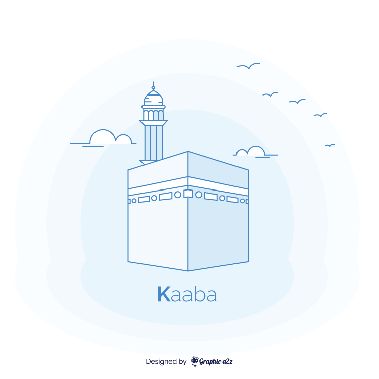 Kaaba muslim religious place monument vector