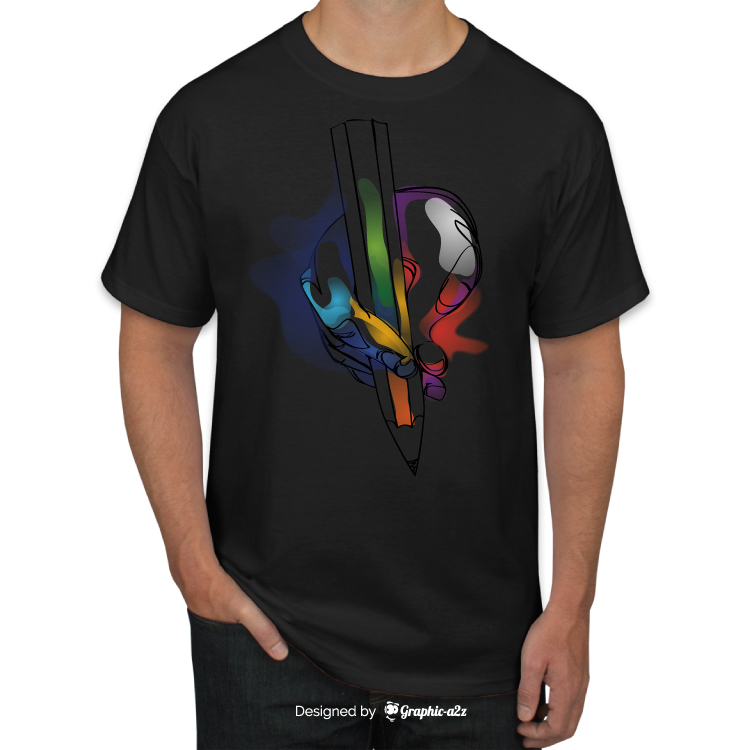 Pencil art work black t-shirt vector