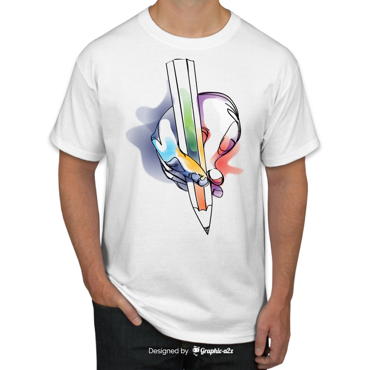 Pencil art work white t-shirt vector