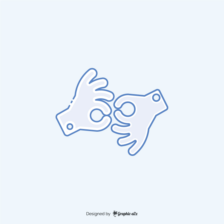 American sign language interpreting icon blue