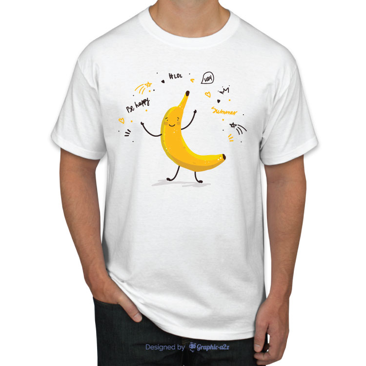 Banana fruit cute cartoon doodle sketch t-shirt white