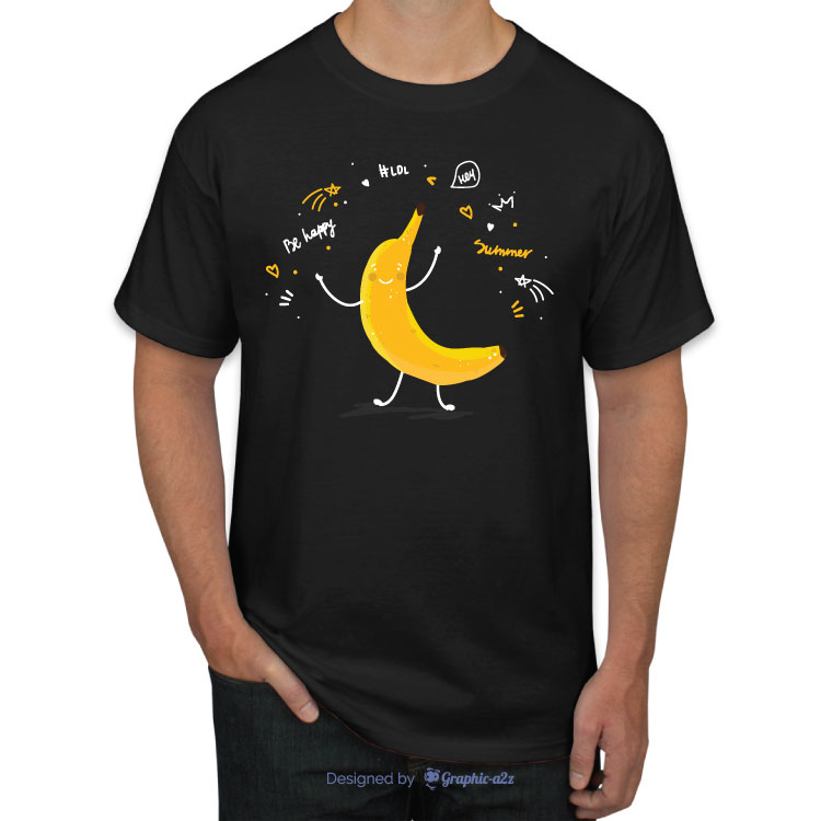 Banana fruit cute cartoon doodle sketch t-shirt on Graphic a2z
