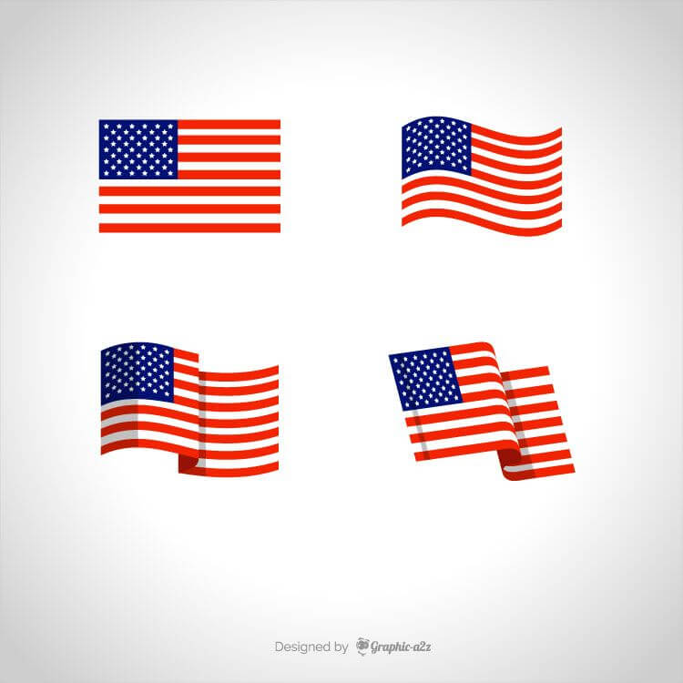 American flags flat vector, USA flag