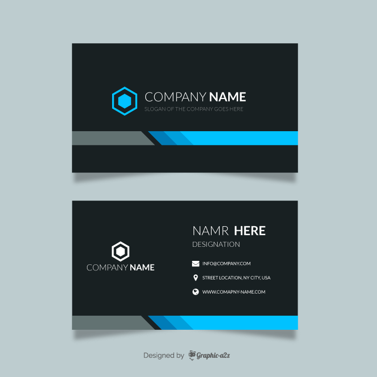 Blue black visiting card vector design on Graphica2z