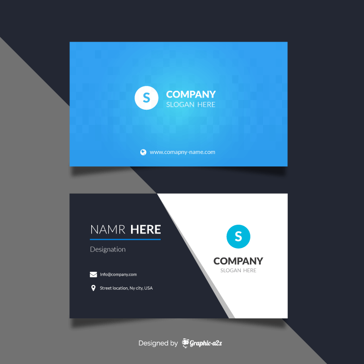Blue white business card on Graphica2z
