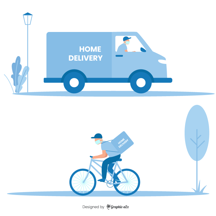 Home delivery service with mask illustration